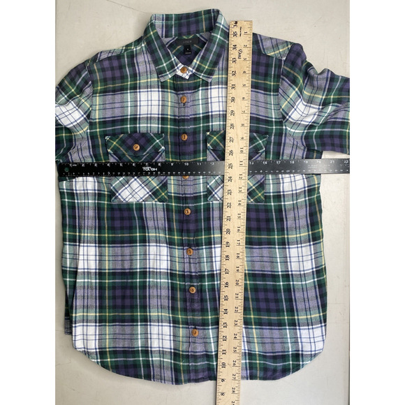 J Crew Flannel Womens Sz 6 Green White Blue Plaid Casual Long Sleeve Cozy Shirt - Picture 5 of 6